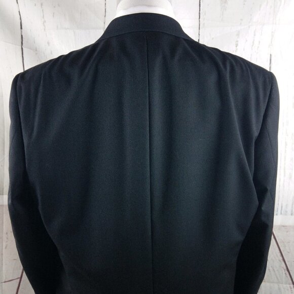 Chaps 46L Wool Blend 2 Metal Button Black Suit Blazer Sport Coat - Picture 6 of 10